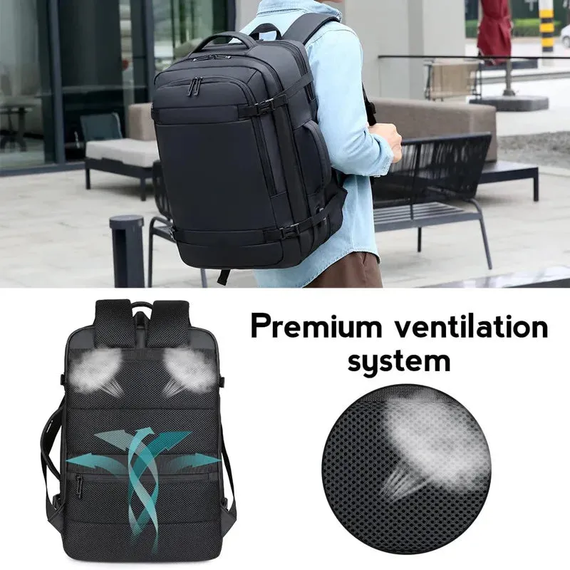 2023 40LExpandable USB Travel Backpack, Flight Approved Carry on Bags for Airplanes,Water Resistant Durable 17-inch backpack men