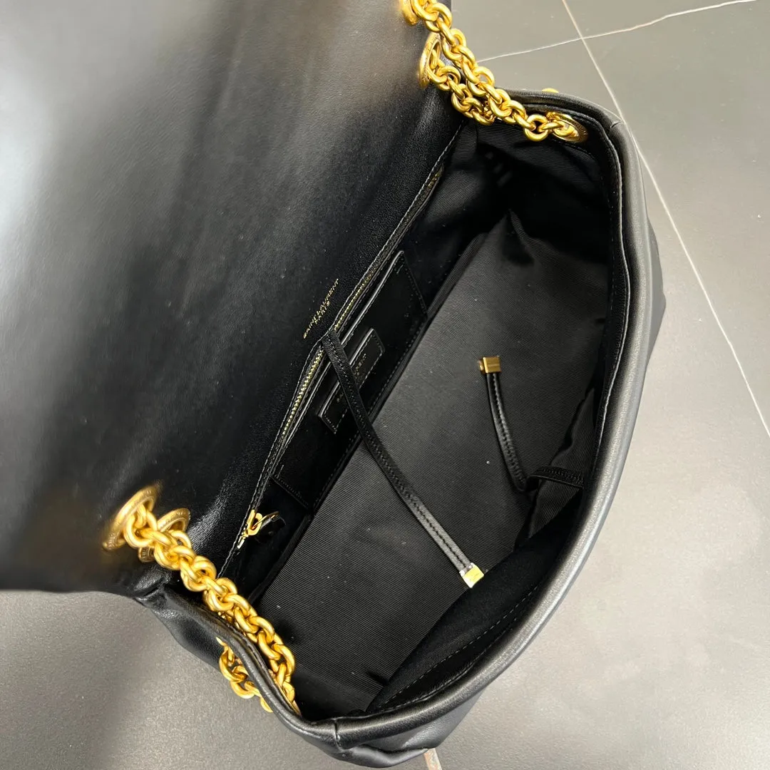 25cm black gold chain leather JAMIE crossbody single shoulder 763475