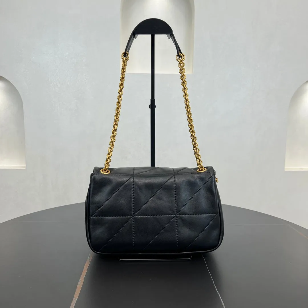 25cm black gold chain leather JAMIE crossbody single shoulder 763475