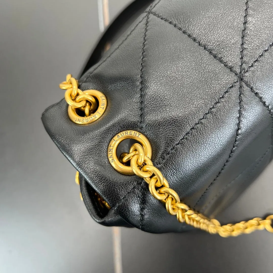 25cm black gold chain leather JAMIE crossbody single shoulder 763475