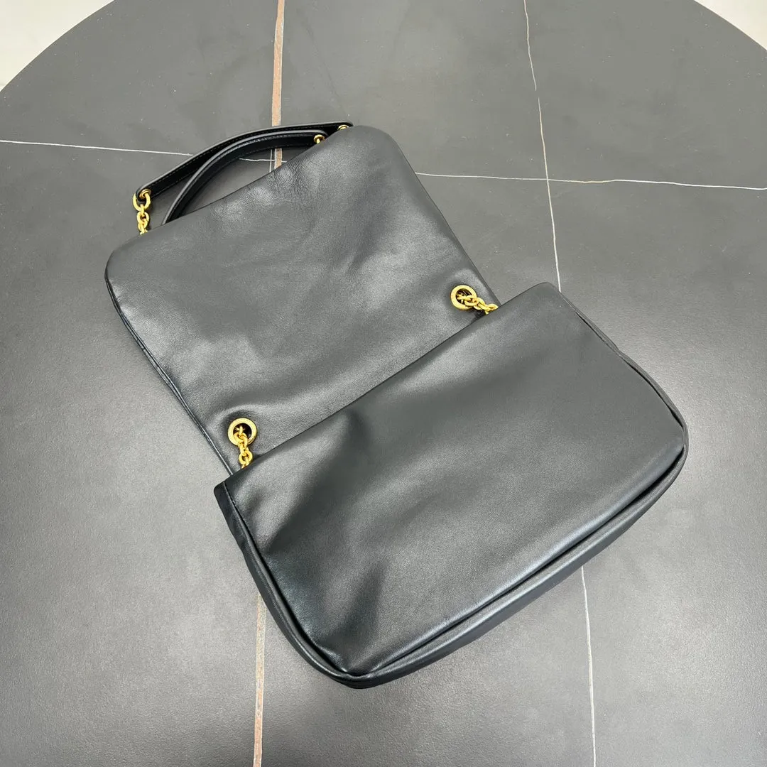 25cm black gold chain leather JAMIE crossbody single shoulder 763475