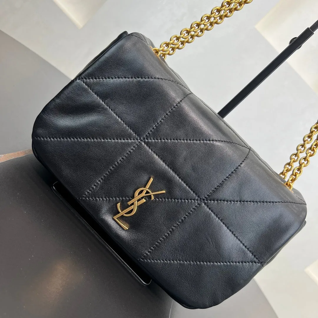 25cm black gold chain leather JAMIE crossbody single shoulder 763475