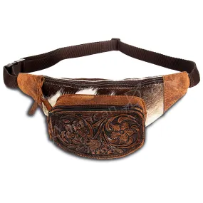 ADBG494BRWBR American Darling Hand Tooled Hair On Genuine Leather Women Bag Western Handbag Purse