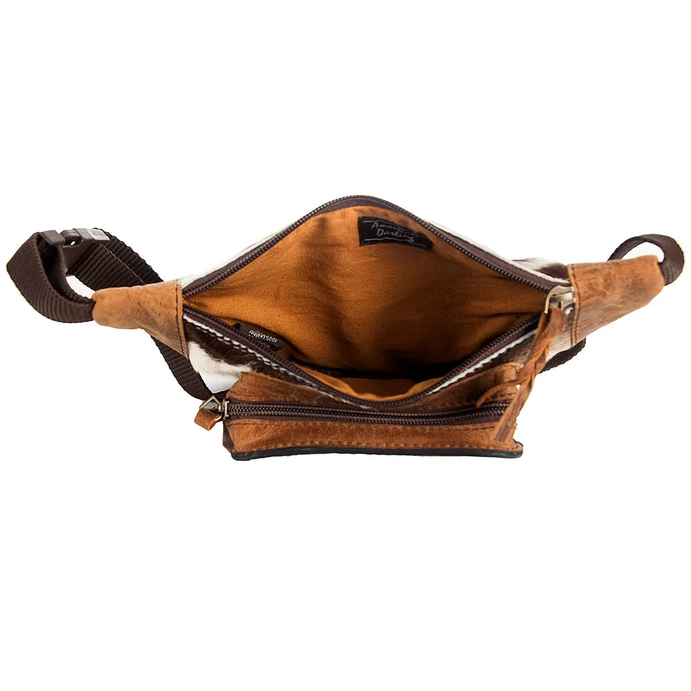 ADBG494BRWBR American Darling Hand Tooled Hair On Genuine Leather Women Bag Western Handbag Purse