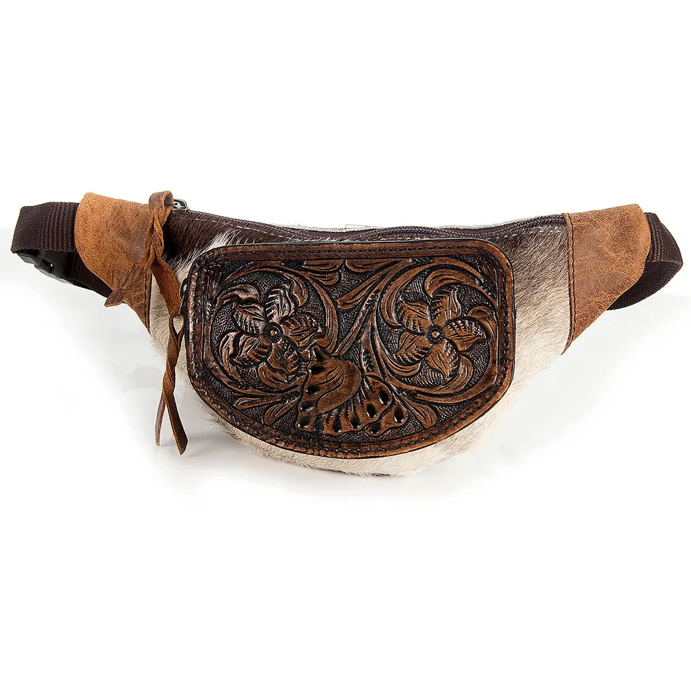 ADBG494BRWBR American Darling Hand Tooled Hair On Genuine Leather Women Bag Western Handbag Purse