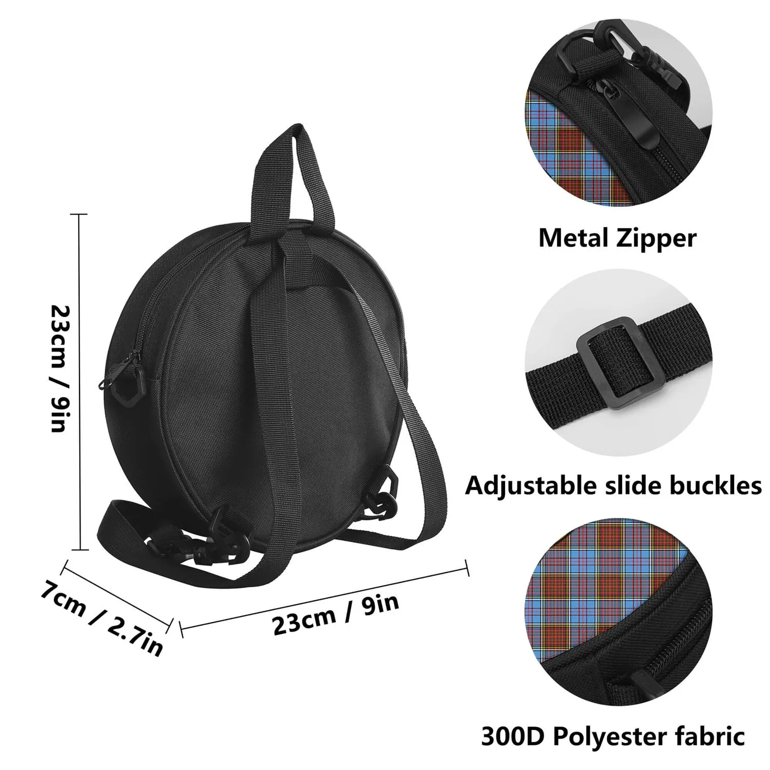 Anderson Modern Tartan Round Satchel Bags with Family Crest