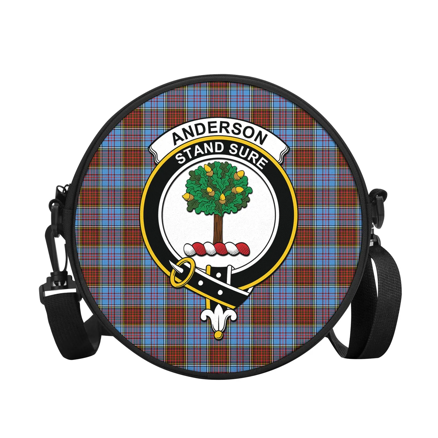 Anderson Modern Tartan Round Satchel Bags with Family Crest