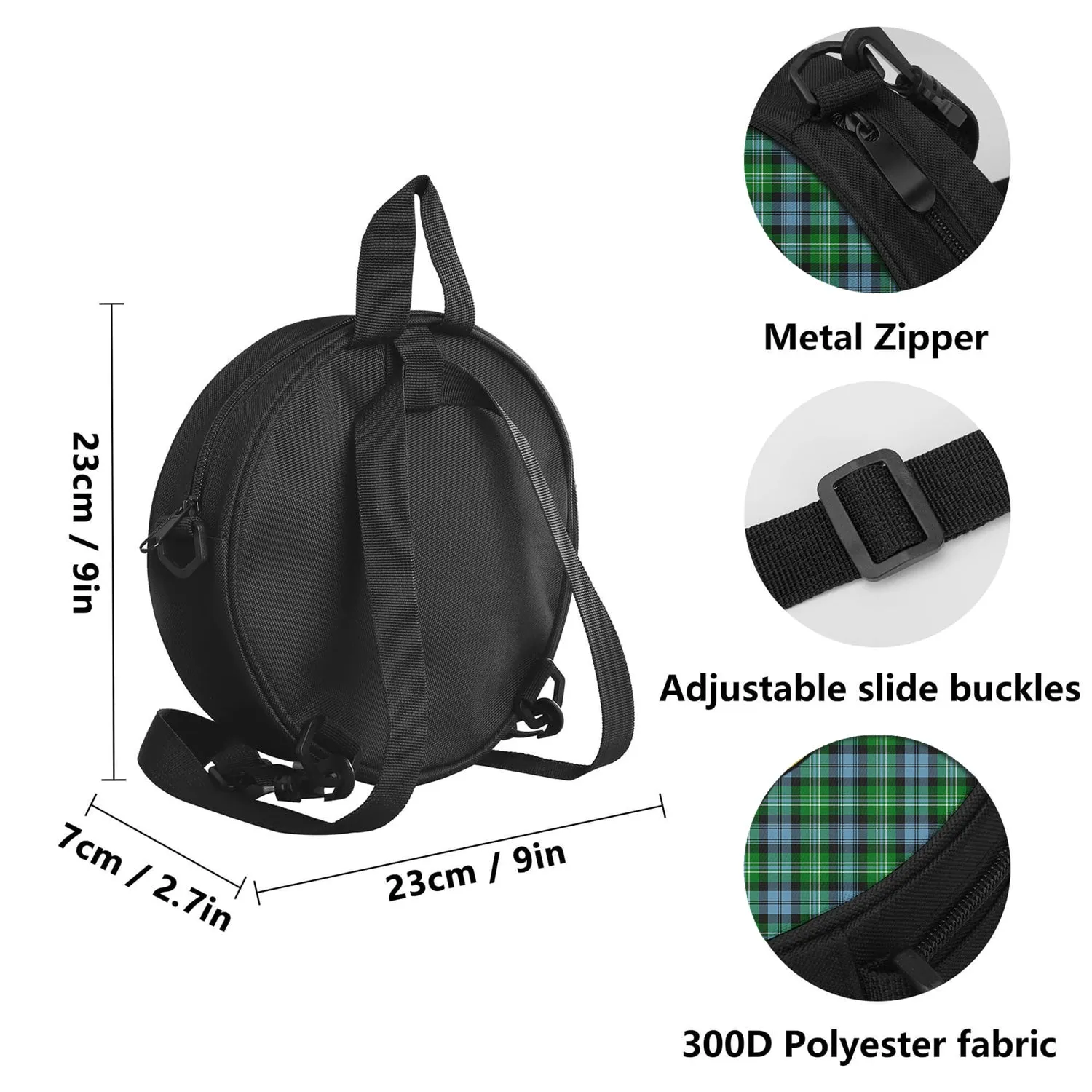 Arbuthnot Ancient Tartan Round Satchel Bags with Family Crest