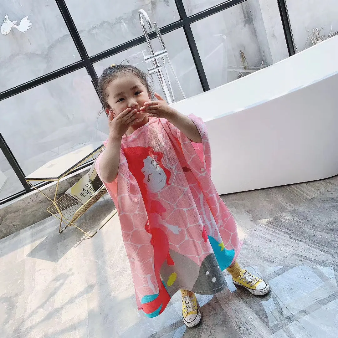 Baby Hooded Bath Towel Cartoon Hooded Baby Bathrobe Beach Children's Cloak Large Absorbent Children's Bath Towel Cloak