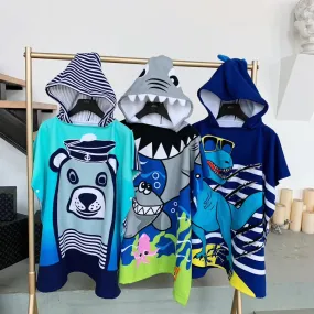 Baby Hooded Bath Towel Cartoon Hooded Baby Bathrobe Beach Children's Cloak Large Absorbent Children's Bath Towel Cloak