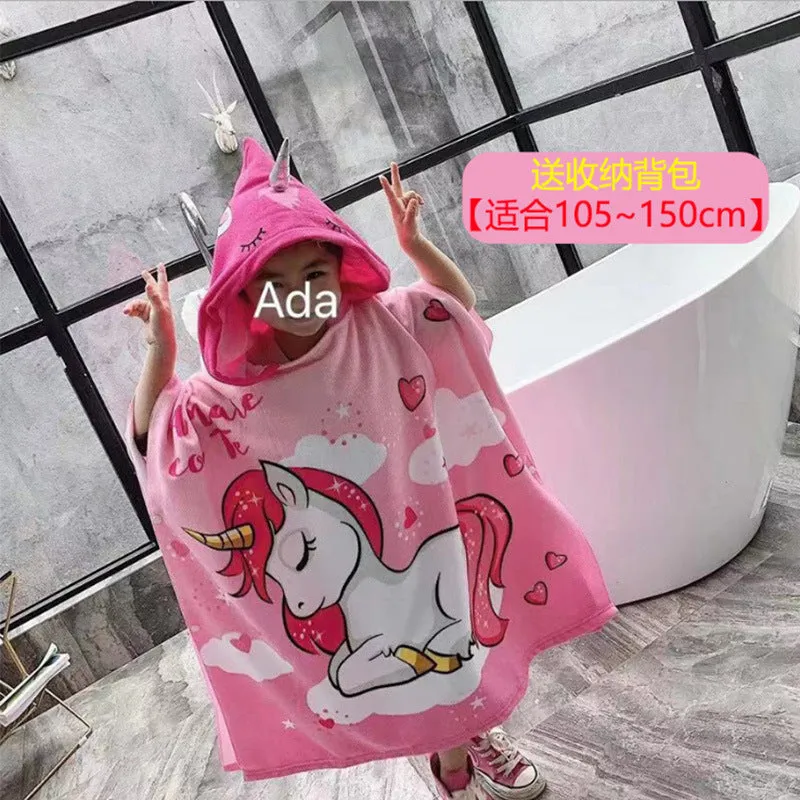 Baby Hooded Bath Towel Cartoon Hooded Baby Bathrobe Beach Children's Cloak Large Absorbent Children's Bath Towel Cloak