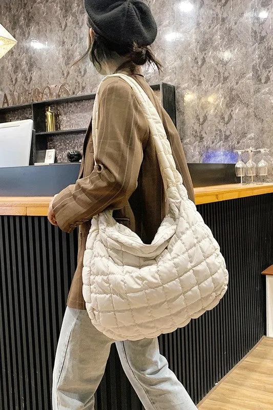 Beige Quilted Crossbody Bag