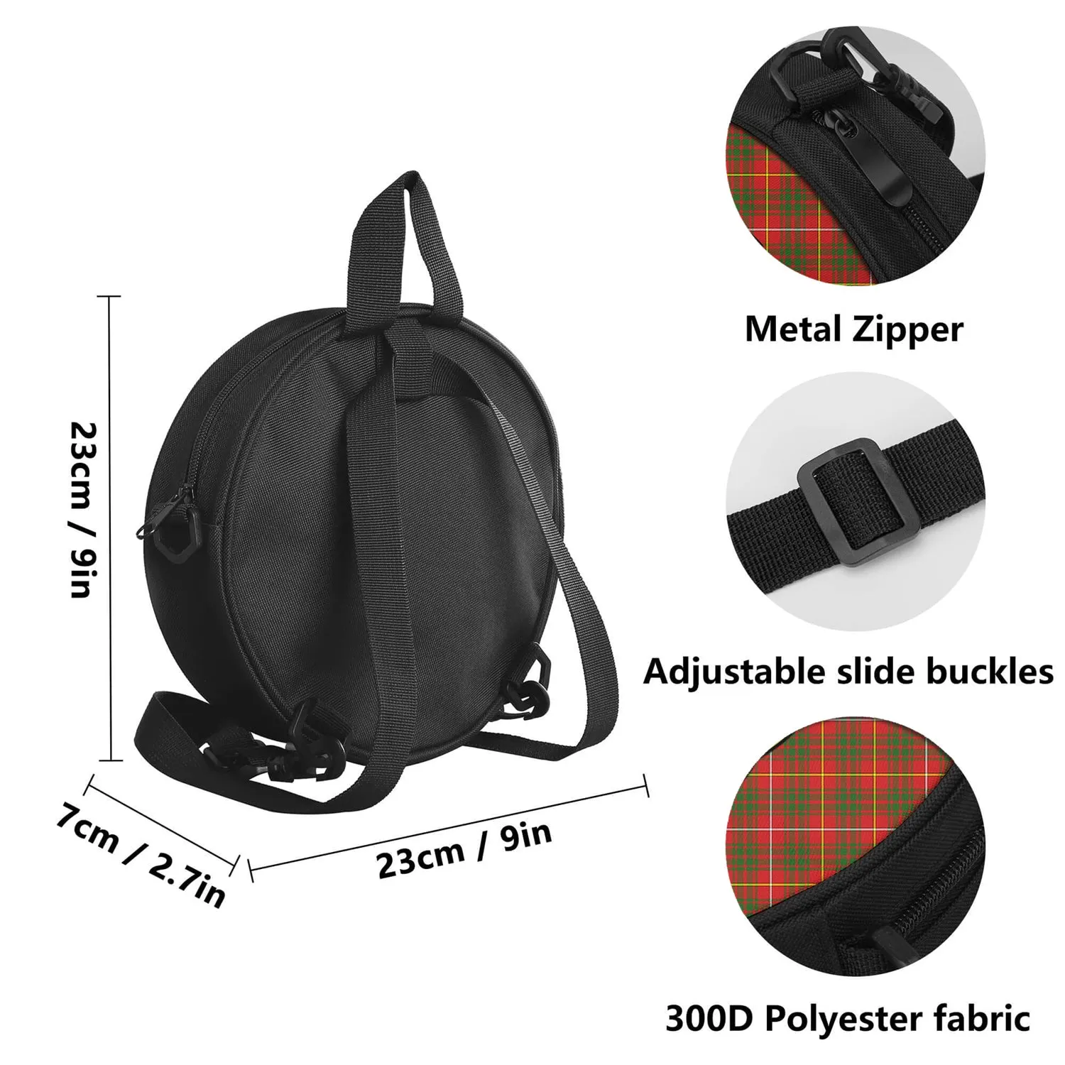Bruce Modern Tartan Round Satchel Bags with Family Crest