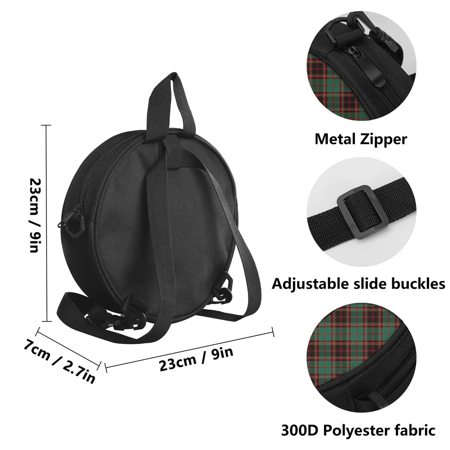 Buchan Ancient Tartan Round Satchel Bags with Family Crest
