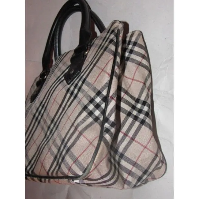 Burberry Vintage Pursesdesigner Purses Black Leathernova Check Plaid Fabric Leathernova Satchel