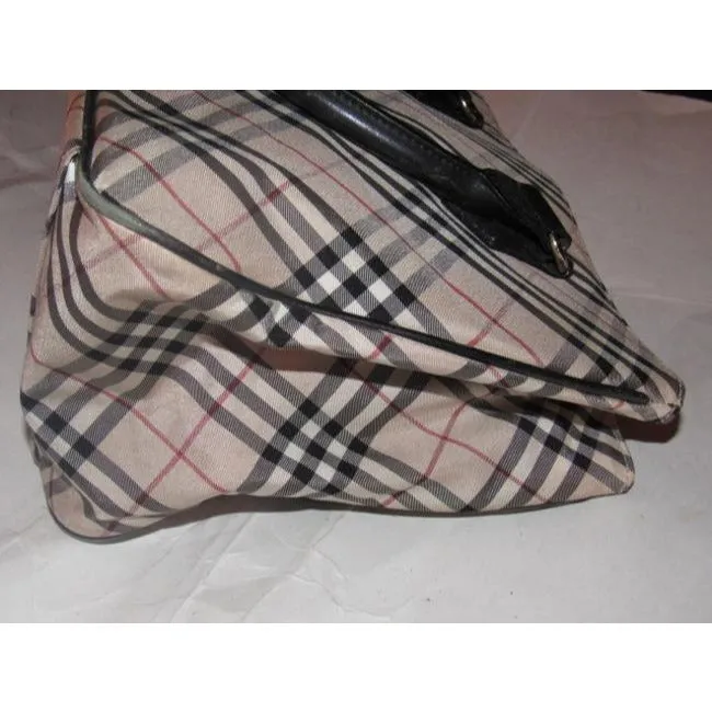 Burberry Vintage Pursesdesigner Purses Black Leathernova Check Plaid Fabric Leathernova Satchel
