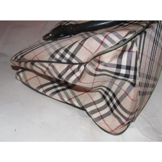 Burberry Vintage Pursesdesigner Purses Black Leathernova Check Plaid Fabric Leathernova Satchel