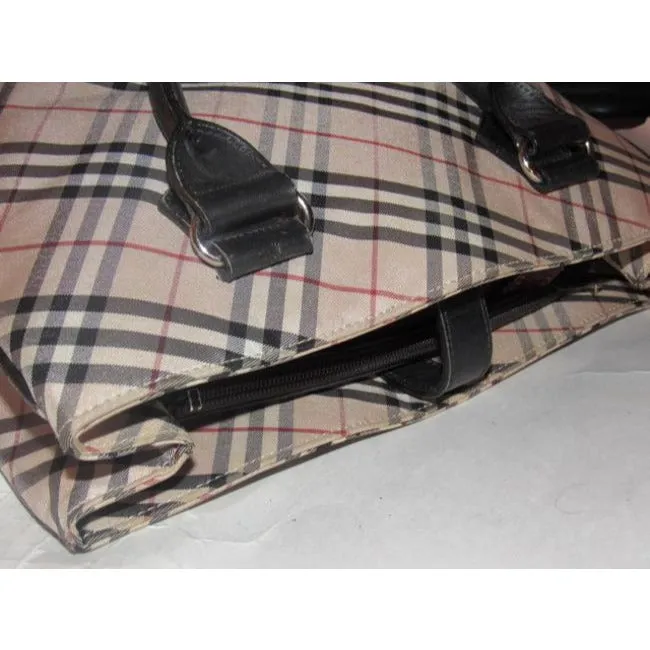 Burberry Vintage Pursesdesigner Purses Black Leathernova Check Plaid Fabric Leathernova Satchel