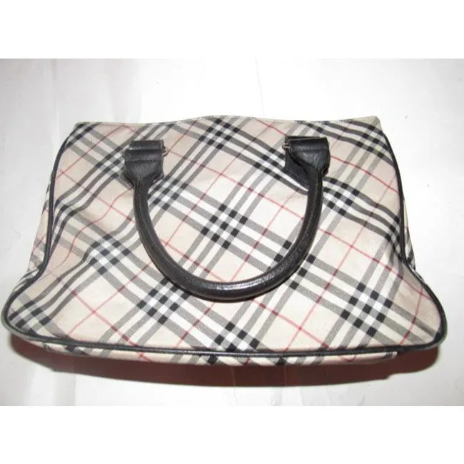Burberry Vintage Pursesdesigner Purses Black Leathernova Check Plaid Fabric Leathernova Satchel
