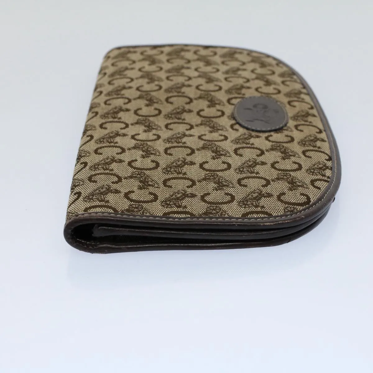 CELINE C Macadam Canvas Clutch Bag Brown Auth ep1888