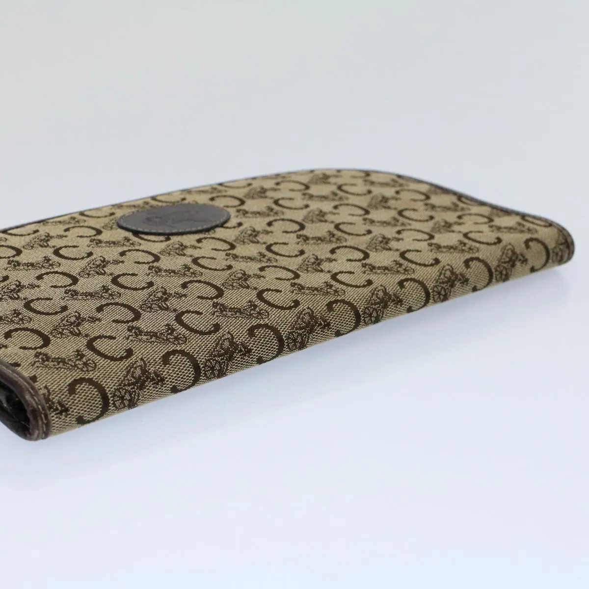 CELINE C Macadam Canvas Clutch Bag Brown Auth ep1888