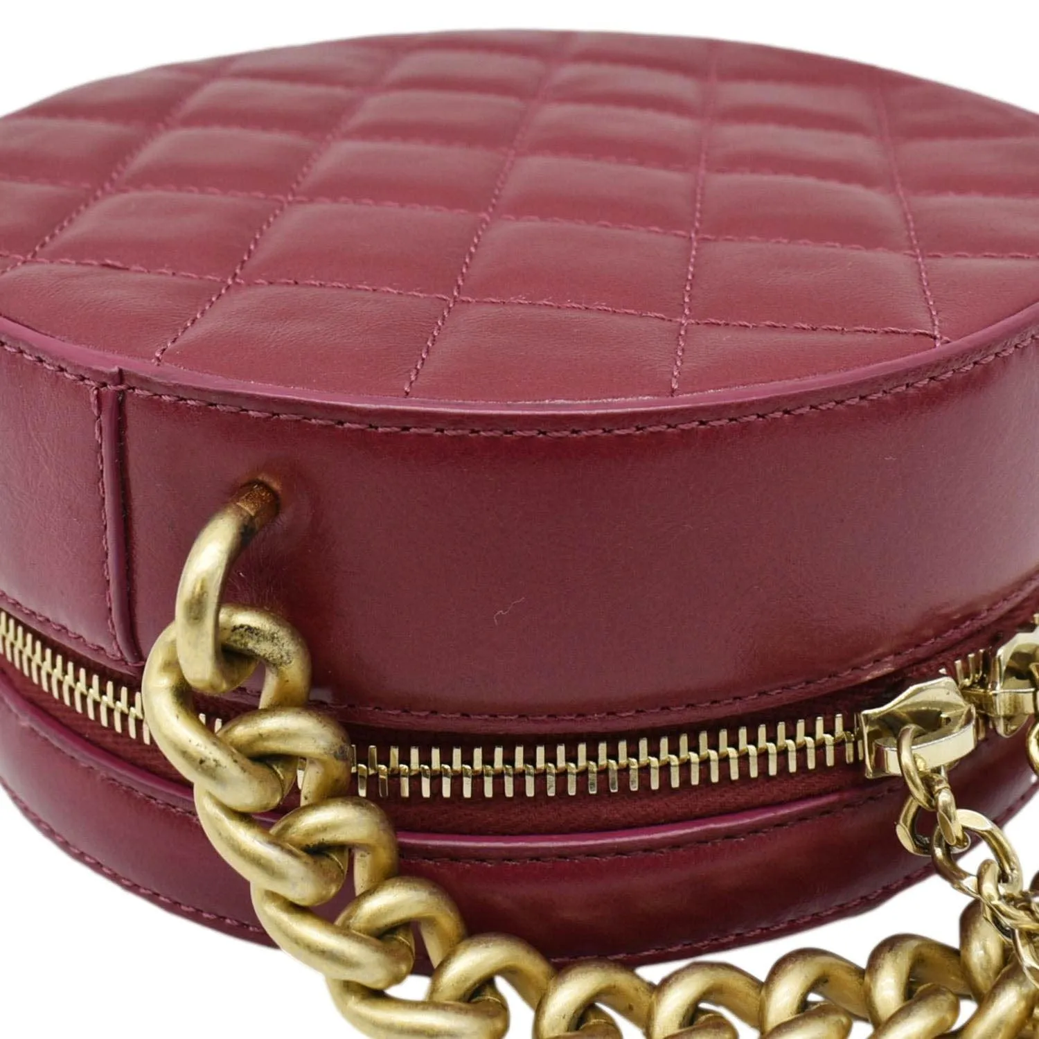 CL Round As Earth Leather Crossbody Bag Fuchsia