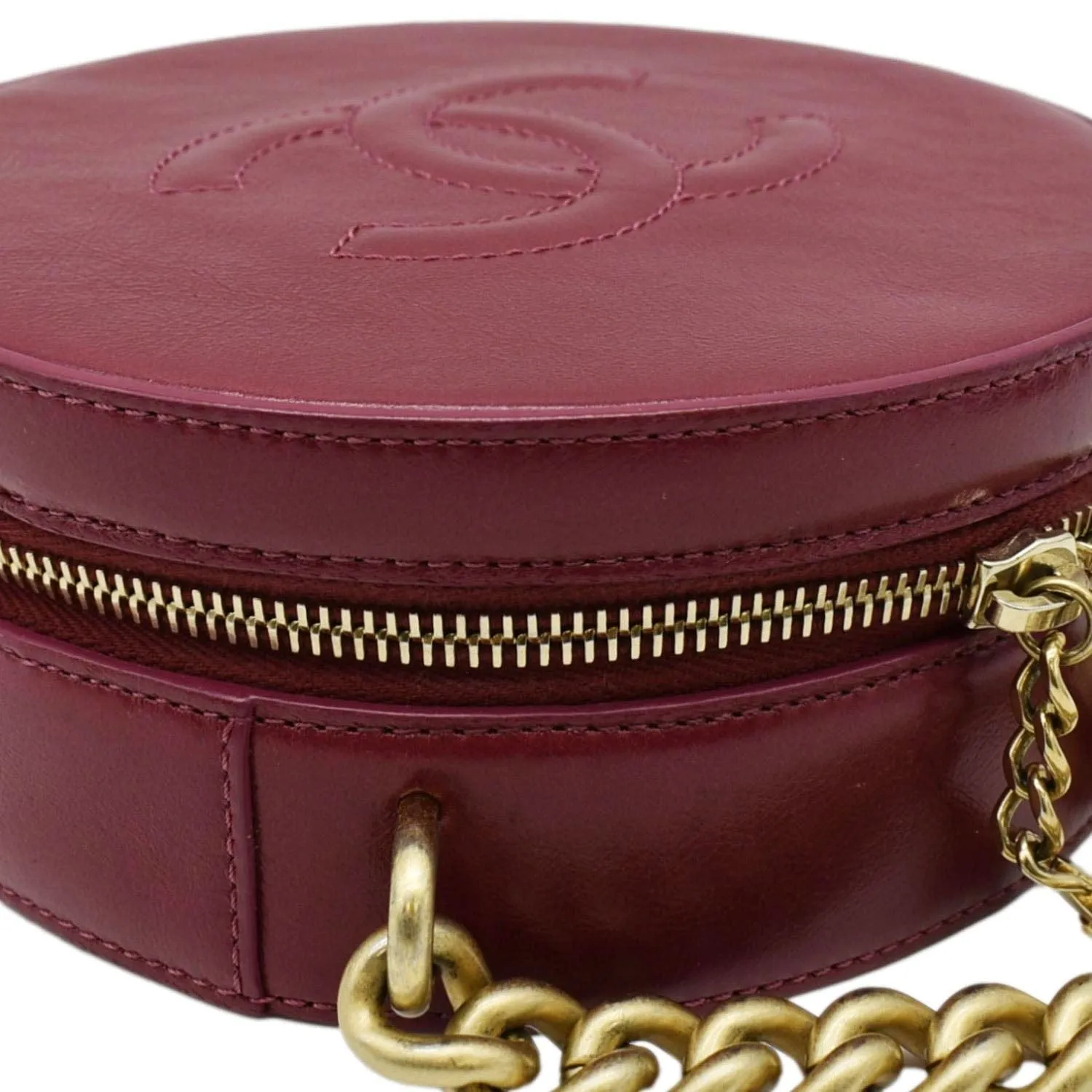 CL Round As Earth Leather Crossbody Bag Fuchsia