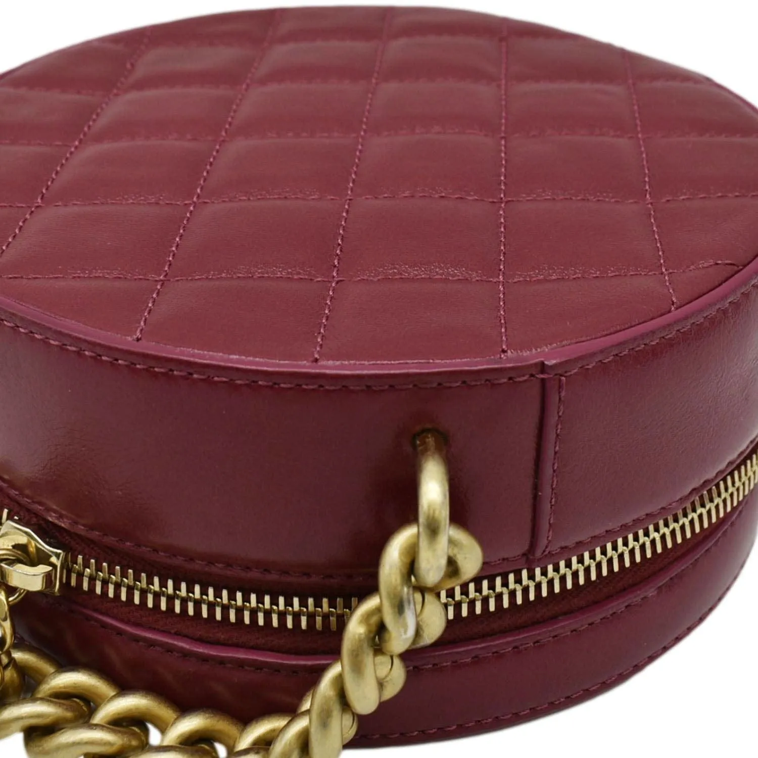 CL Round As Earth Leather Crossbody Bag Fuchsia