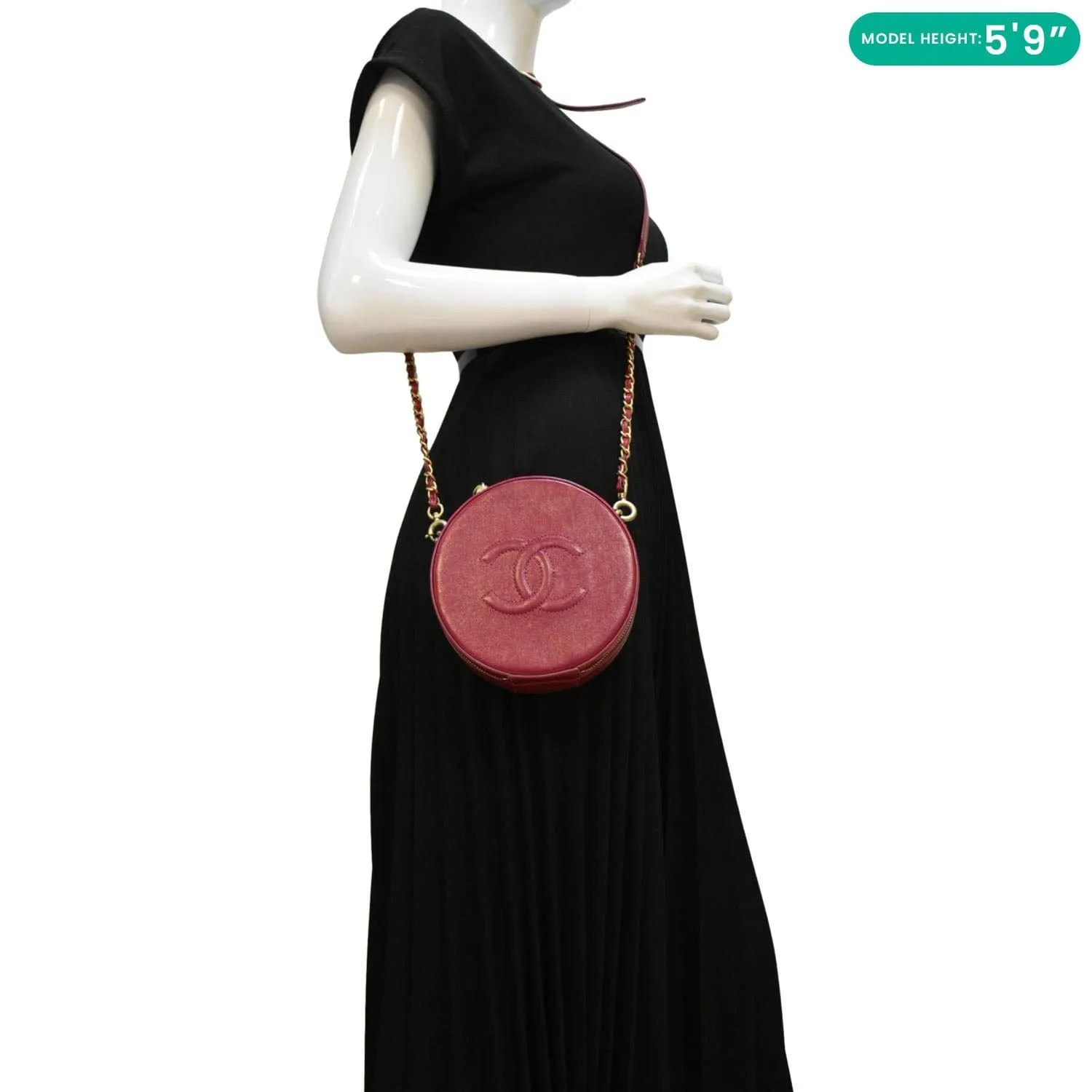 CL Round As Earth Leather Crossbody Bag Fuchsia