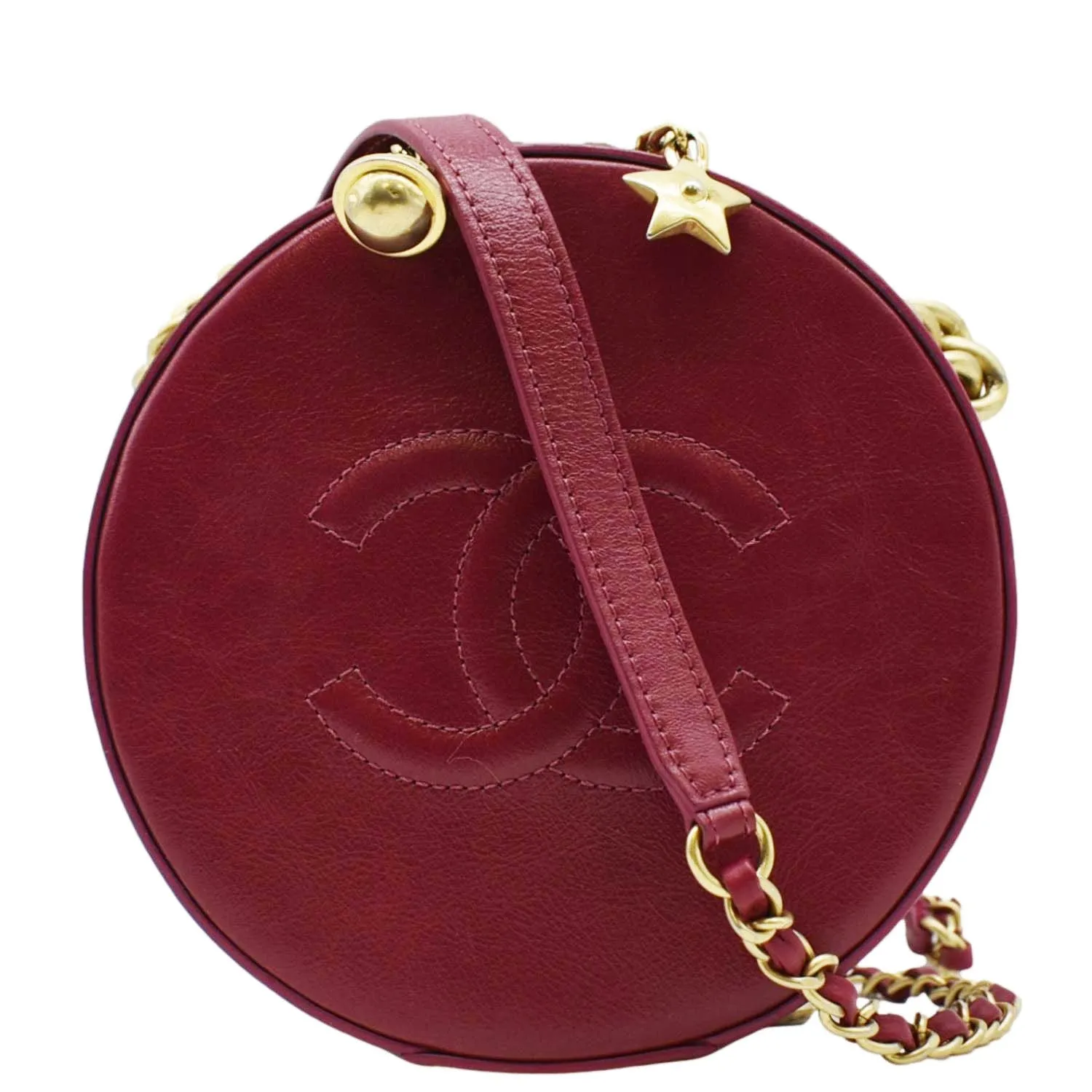 CL Round As Earth Leather Crossbody Bag Fuchsia