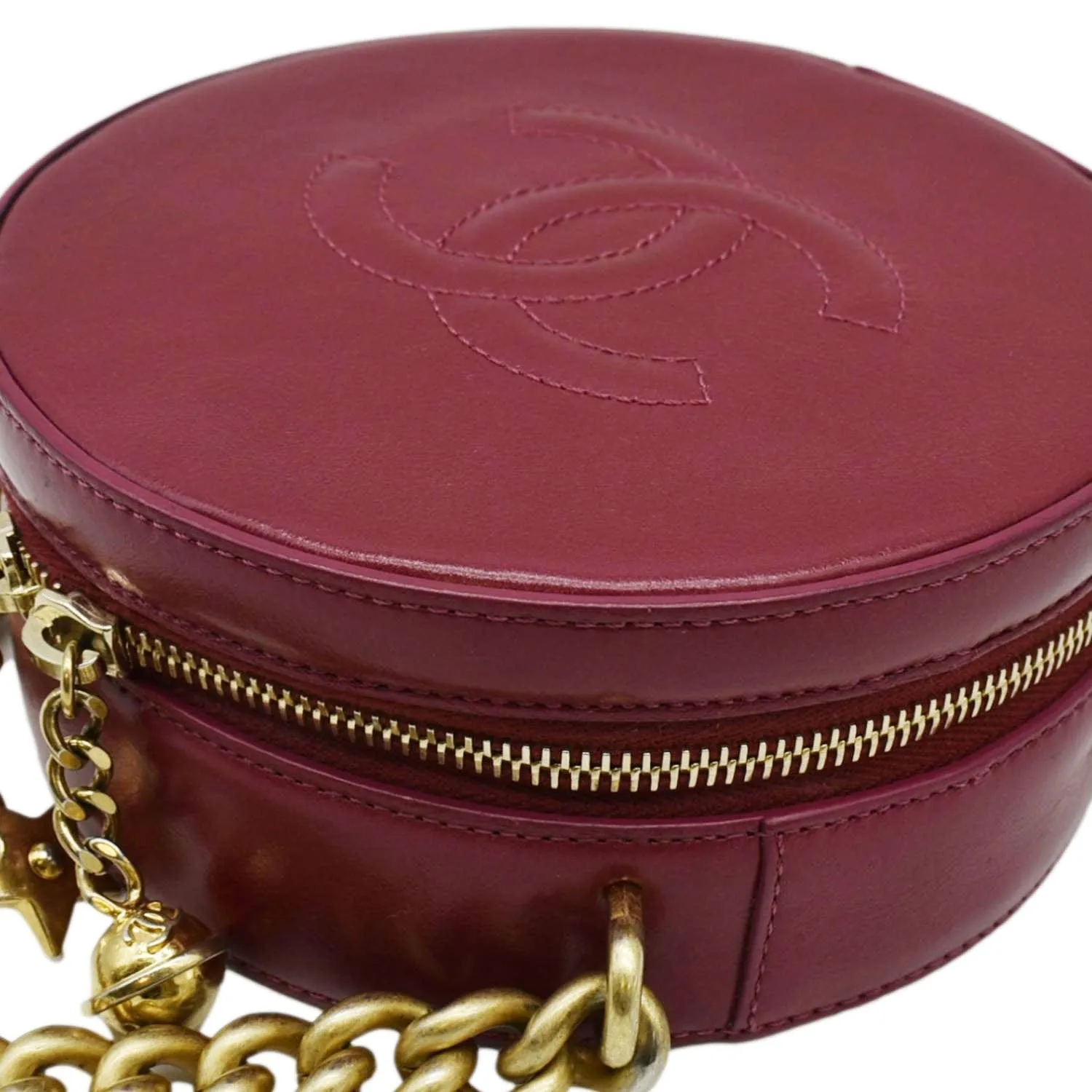 CL Round As Earth Leather Crossbody Bag Fuchsia