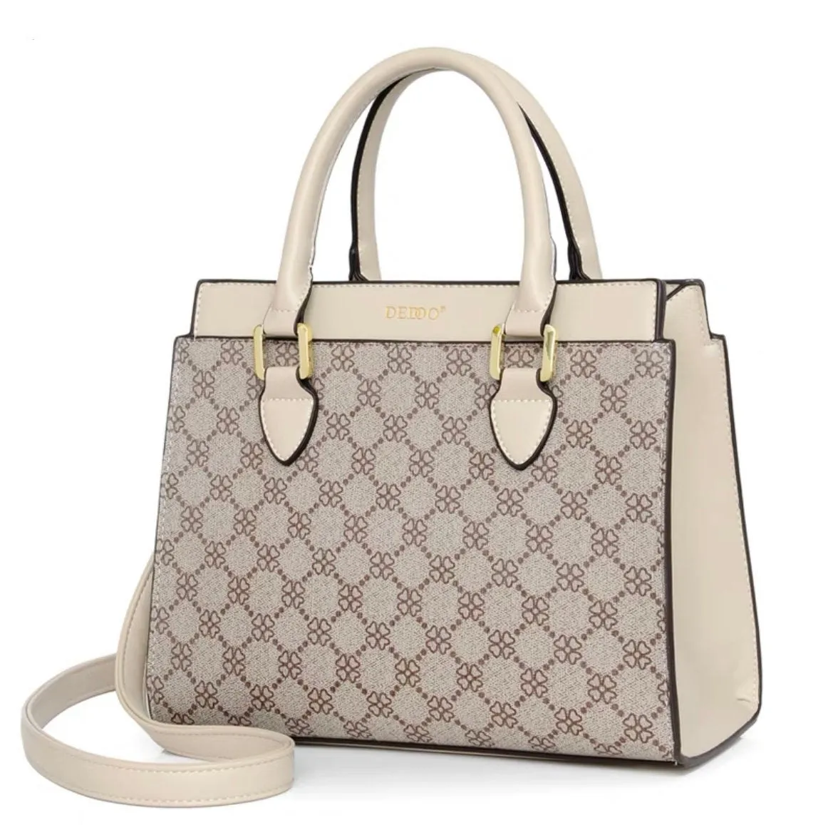 Cute Brown Minimalist Geometric Pattern Monogram Luxury Faux Leather PVC Large Capacity Handbag for Women, Shoulder Bag, Crossbody Bag