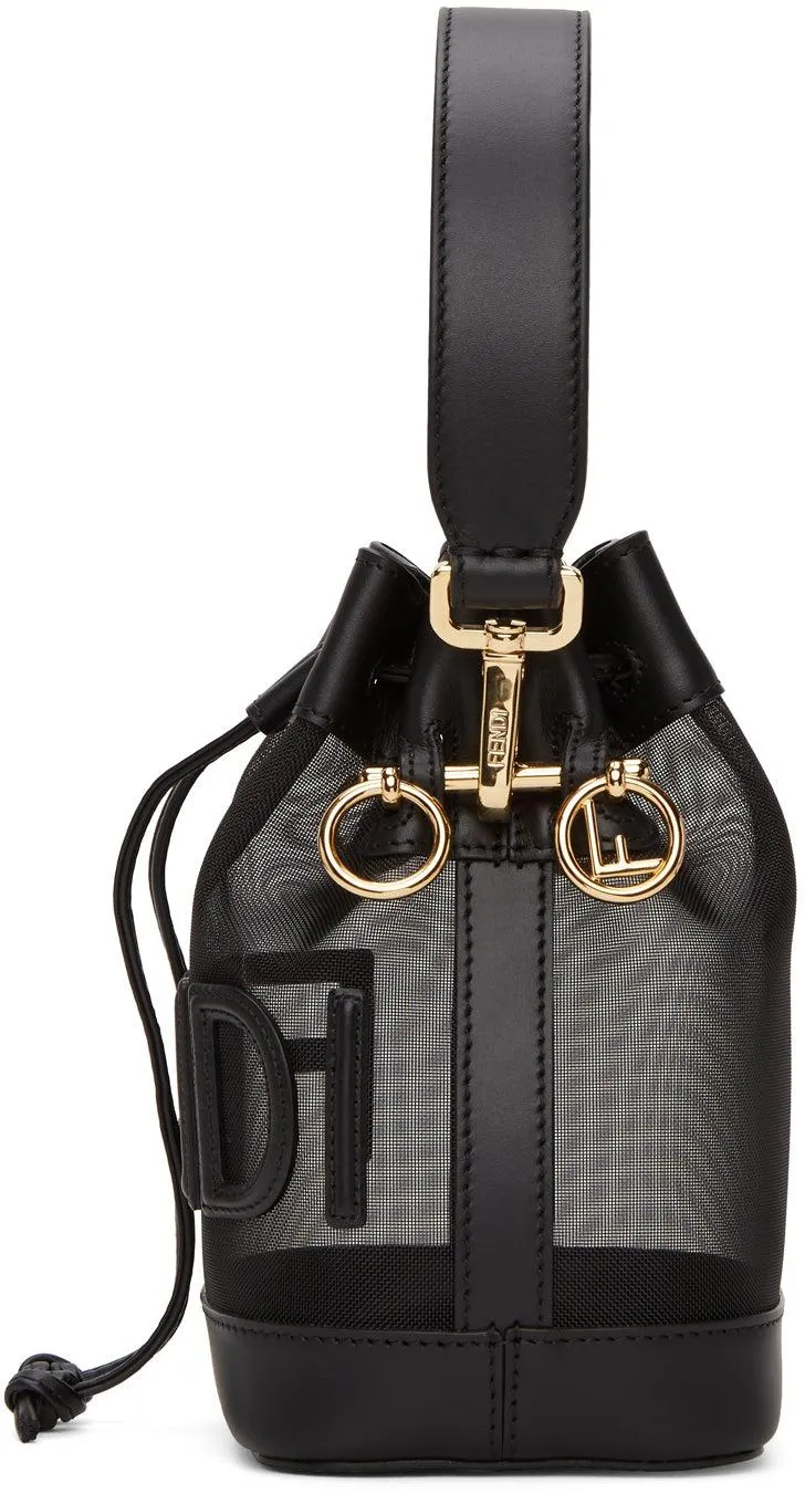 Fendi Black Mesh Mini Mon Tresor Bucket Bag
