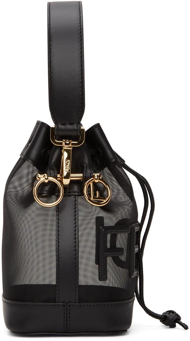 Fendi Black Mesh Mini Mon Tresor Bucket Bag