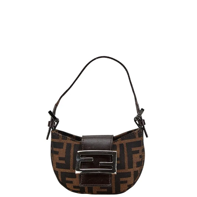 Fendi Mini Croissant Handbag Canvas Leather