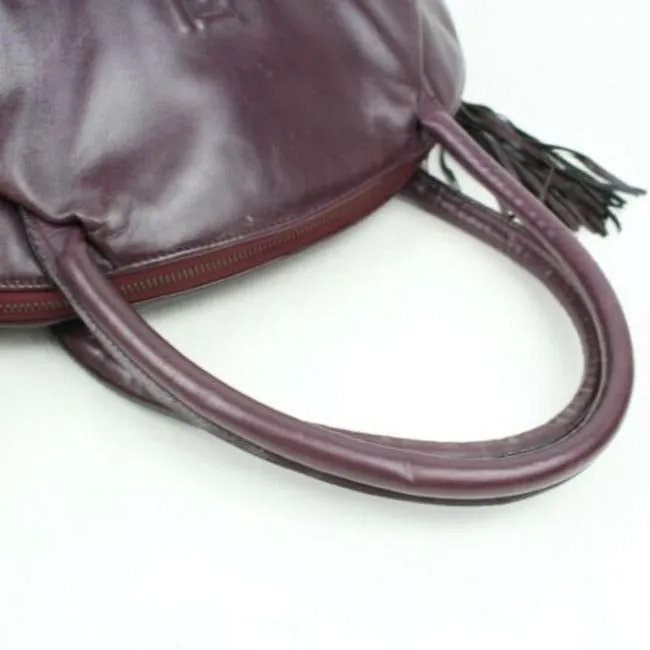 Fendi W Early Top Handle Pasta Or Noodle Burgundygold Pasta Tassel Leather Satchel