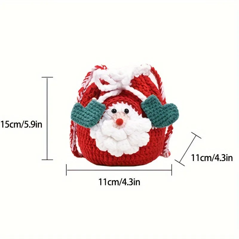 Festive Santa Claus Knit Crossbody Bag, Drawstring Design, Perfect for Christmas Gifts & Everyday Use
