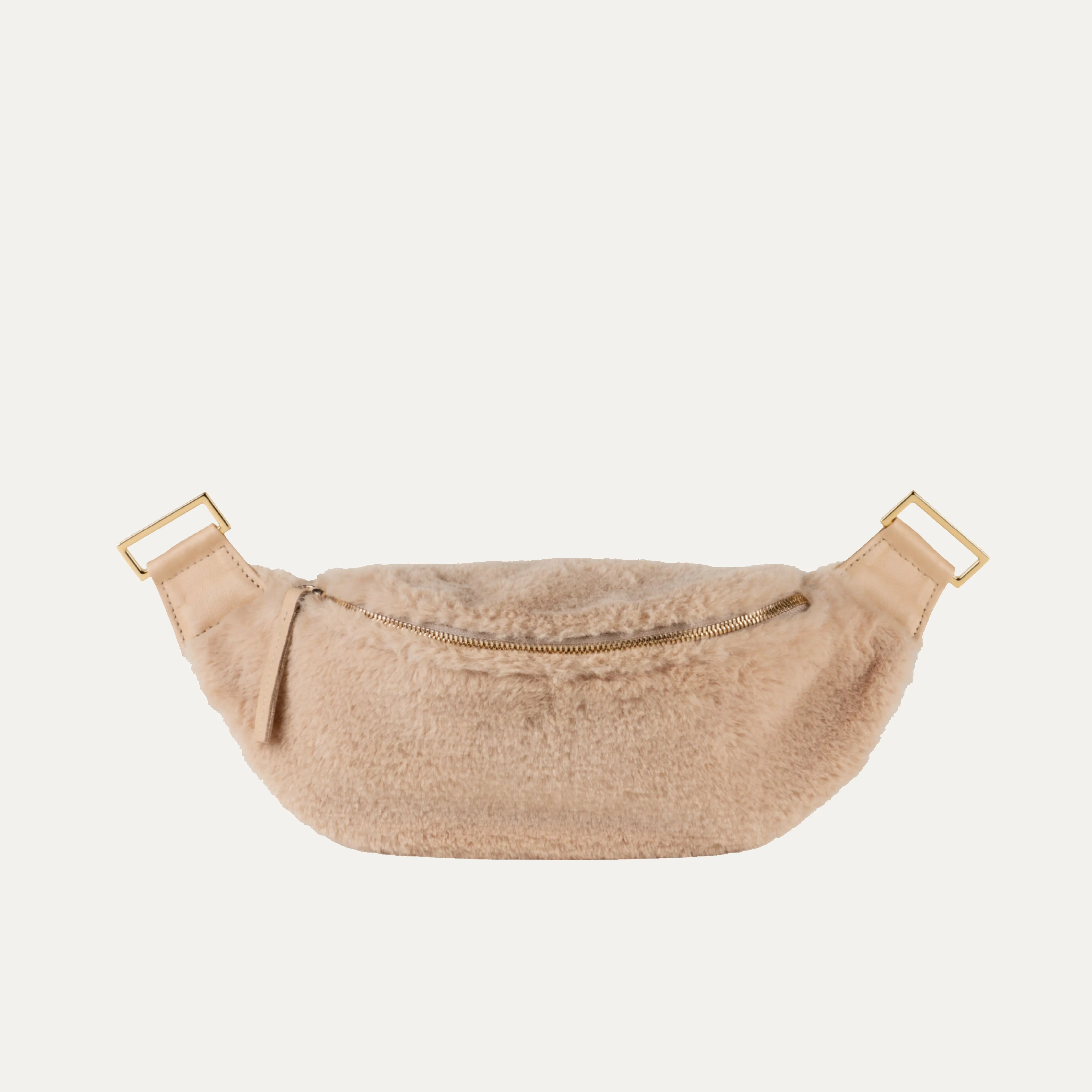 Genuine Shearling Fanny Pack   Crossbody Bag | Tan   Gold Hardware