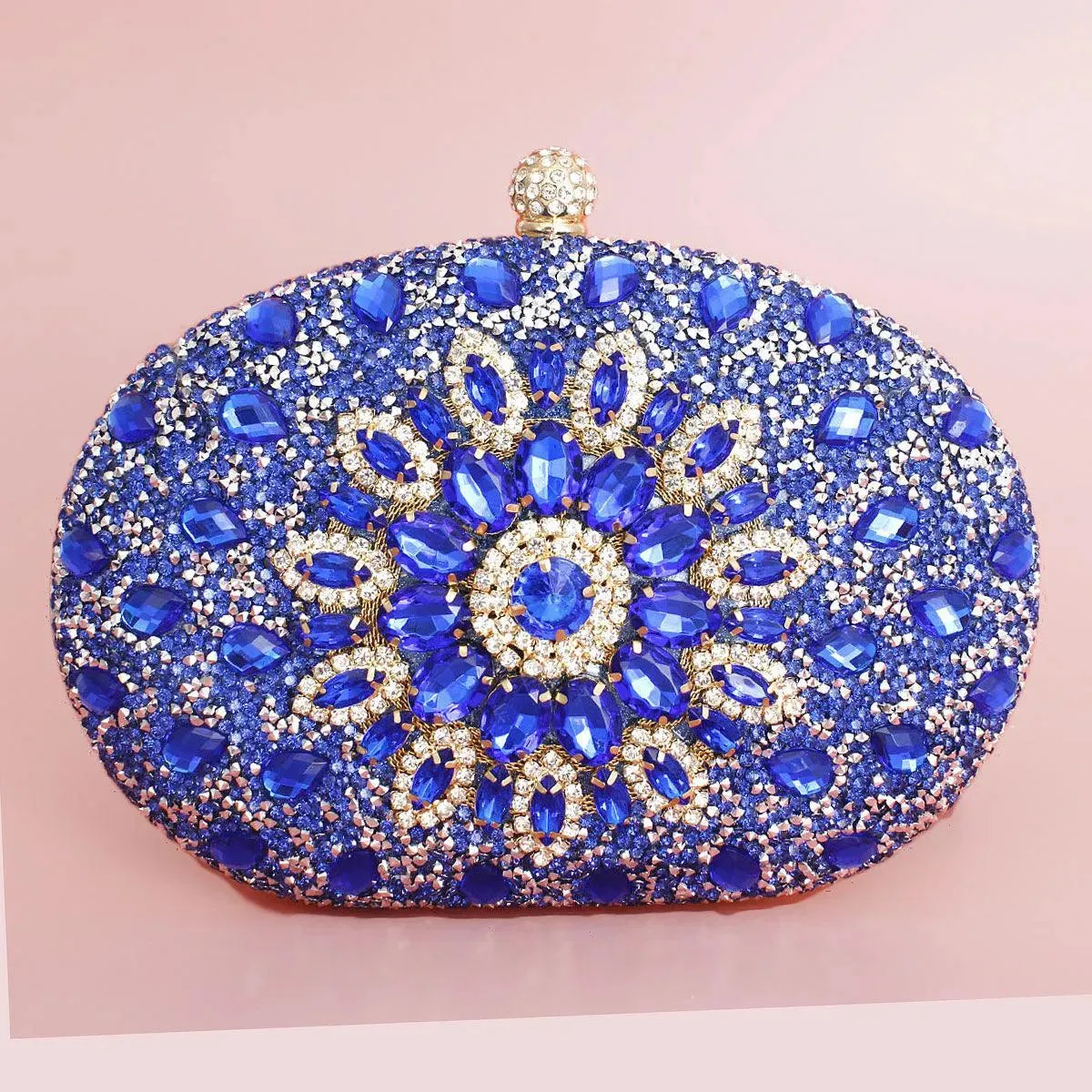 Get Noticed with Our Stunning Clutch Blue Crystal Bag
