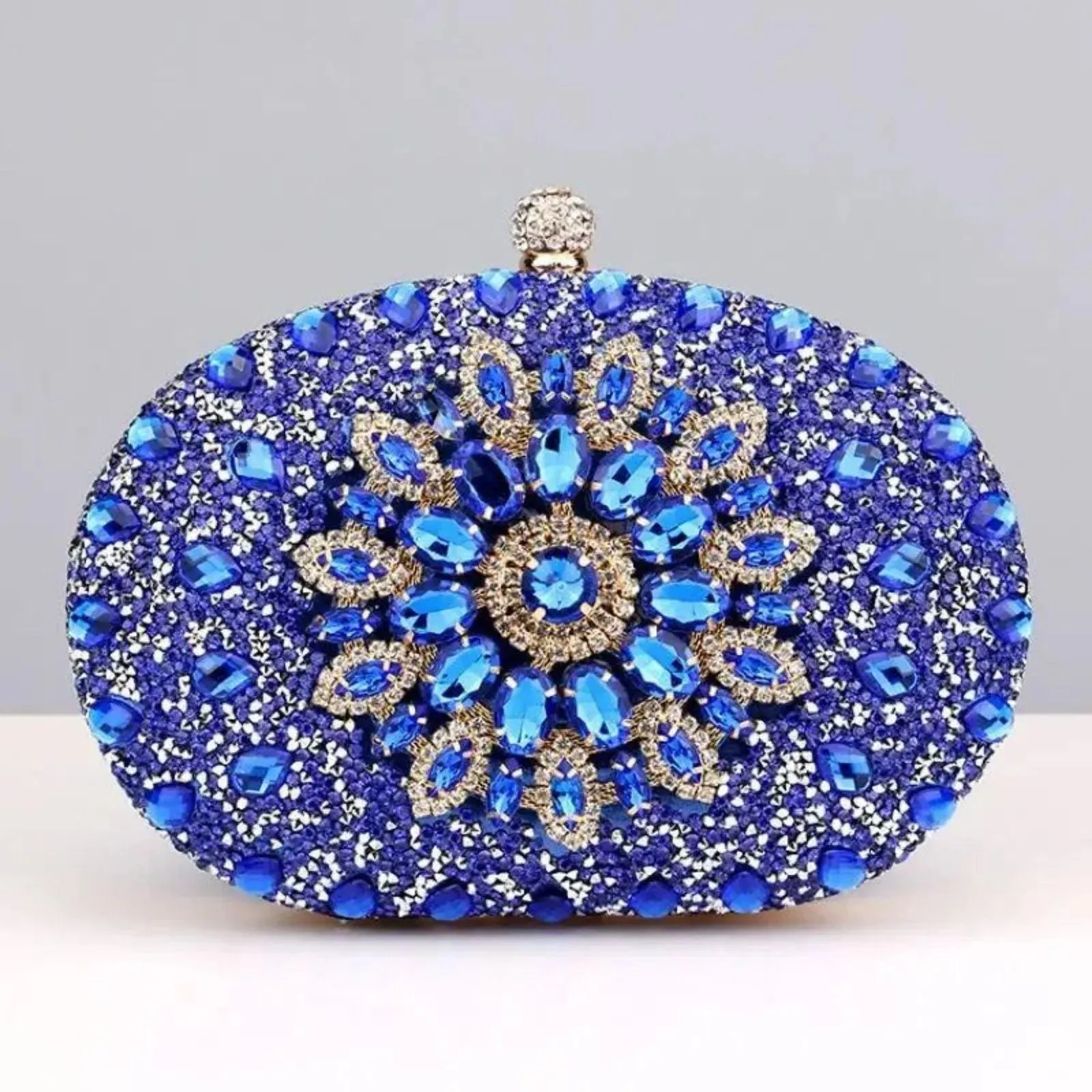 Get Noticed with Our Stunning Clutch Blue Crystal Bag