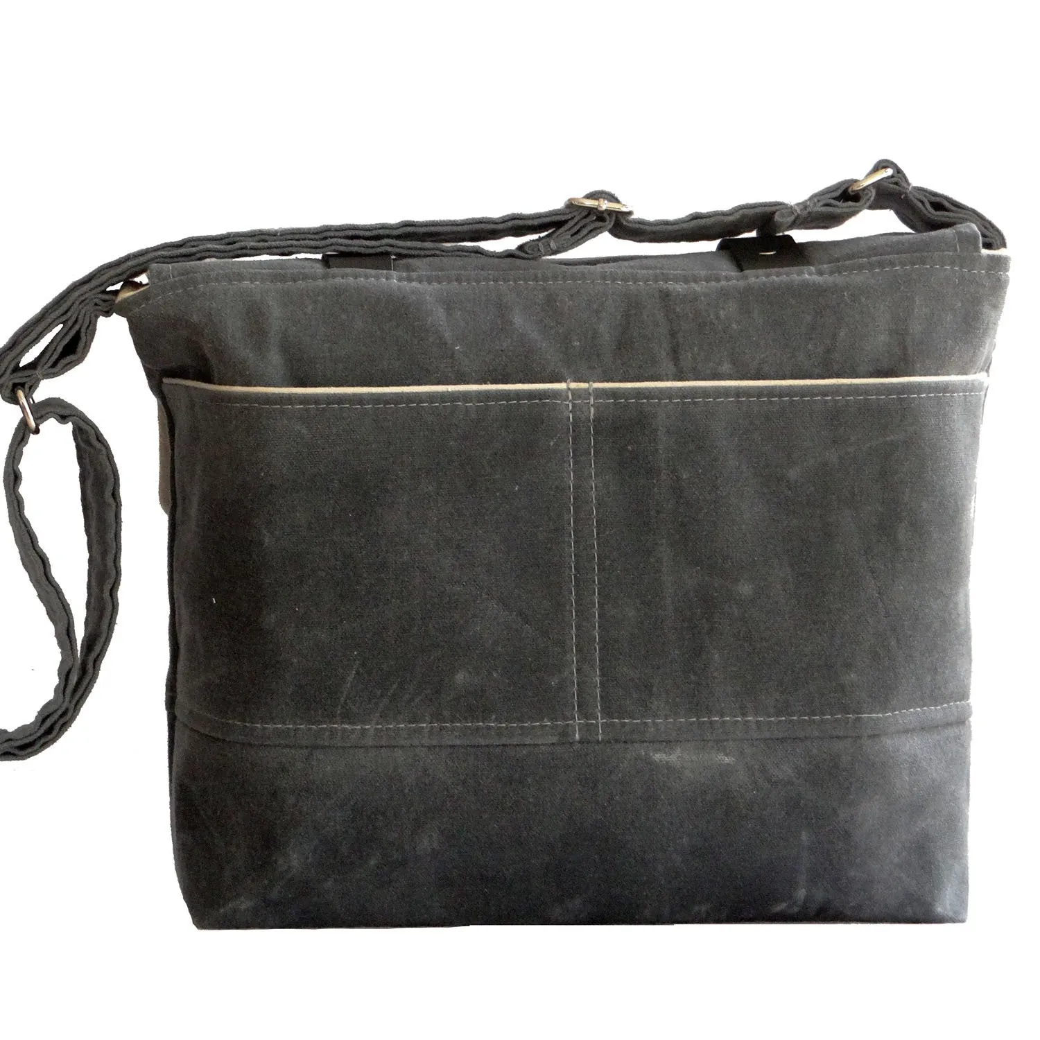 Grayton Waxed Canvas Messenger Bag with Black Leather Strap Closure