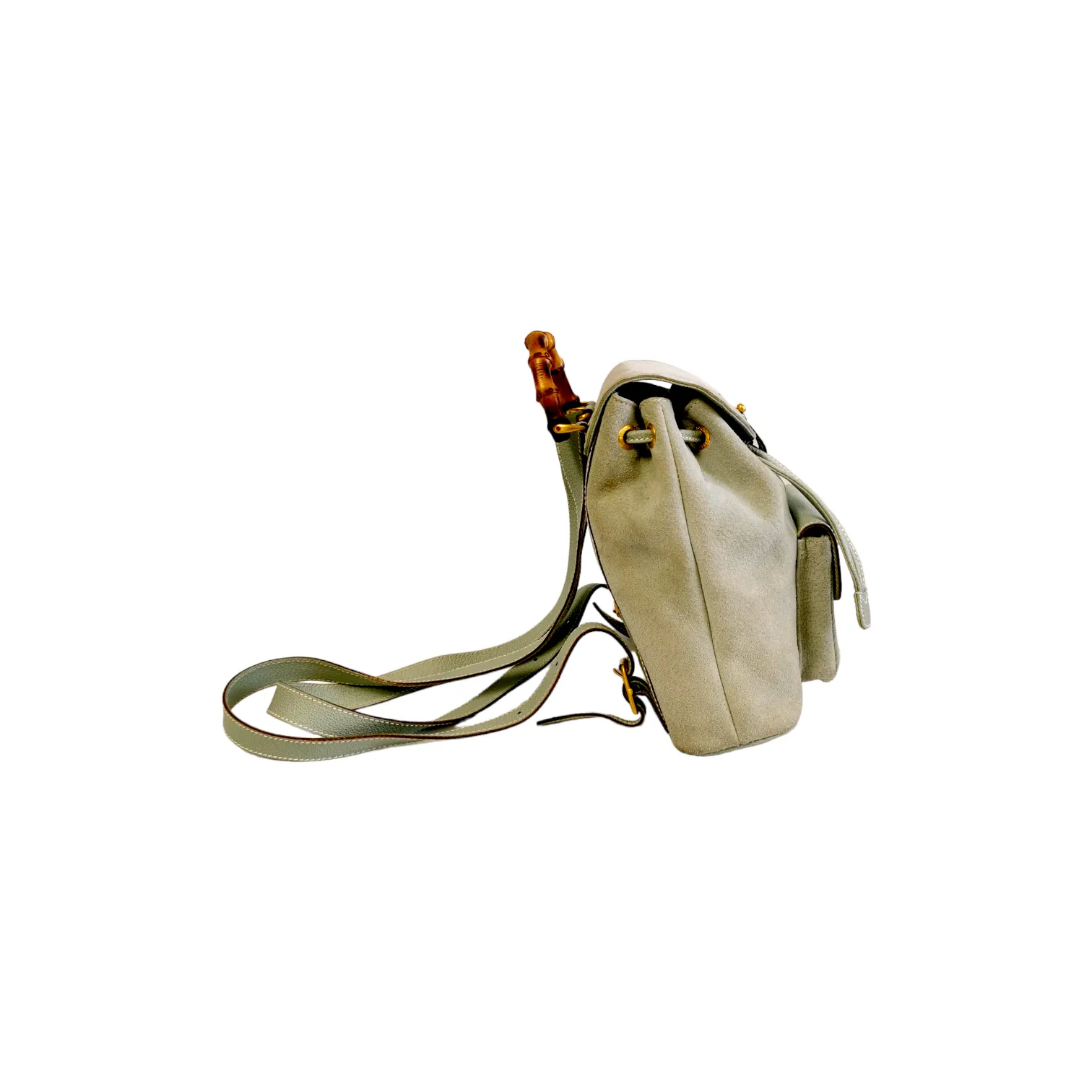 Gucci Bamboo Backpack Mini Green Suede