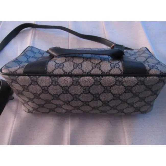 Gucci Speedy W Two Way Red Blue Accent Blue Guccissima Print Leather And Coated Canvas Satchel