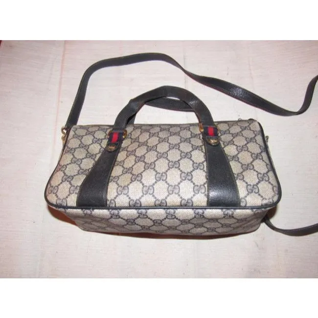 Gucci Speedy W Two Way Red Blue Accent Blue Guccissima Print Leather And Coated Canvas Satchel