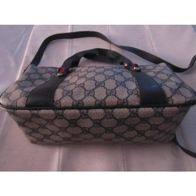 Gucci Speedy W Two Way Red Blue Accent Blue Guccissima Print Leather And Coated Canvas Satchel