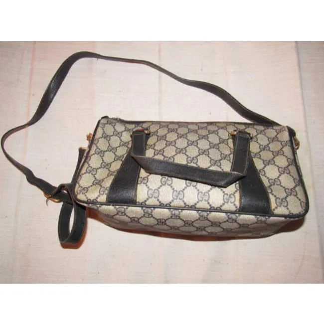 Gucci Speedy W Two Way Red Blue Accent Blue Guccissima Print Leather And Coated Canvas Satchel
