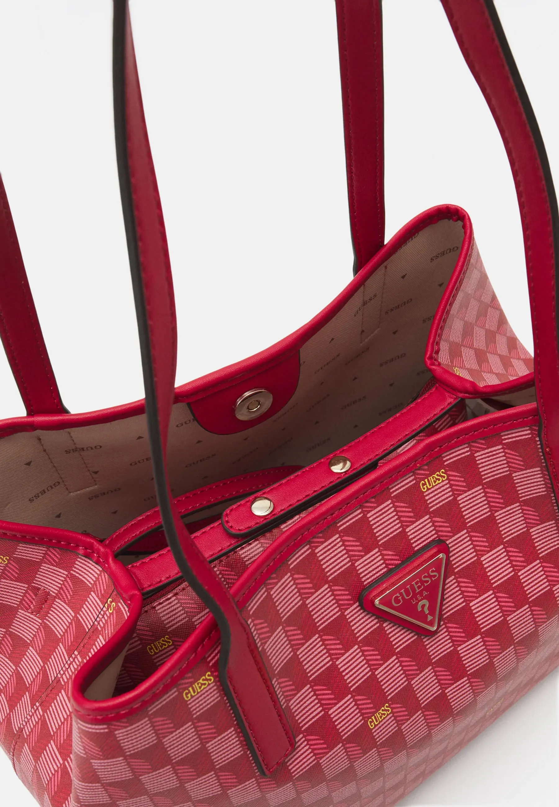 Guess Vikky Geometric Print Bag Set, 2 Pieces, Raspberry