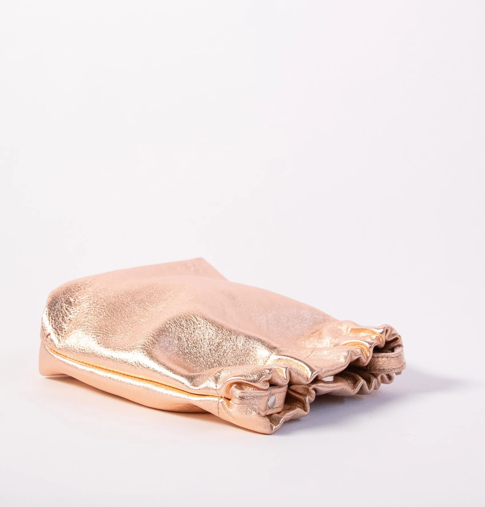 Harpers Emporium Gathered Bag in Metallic Rose Gold