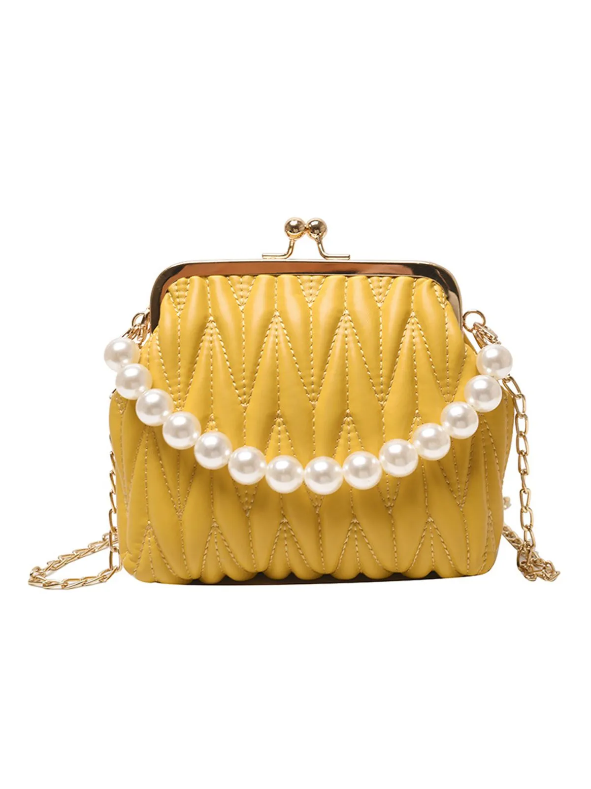 Latest Pearl Chain Solid Frame Bag