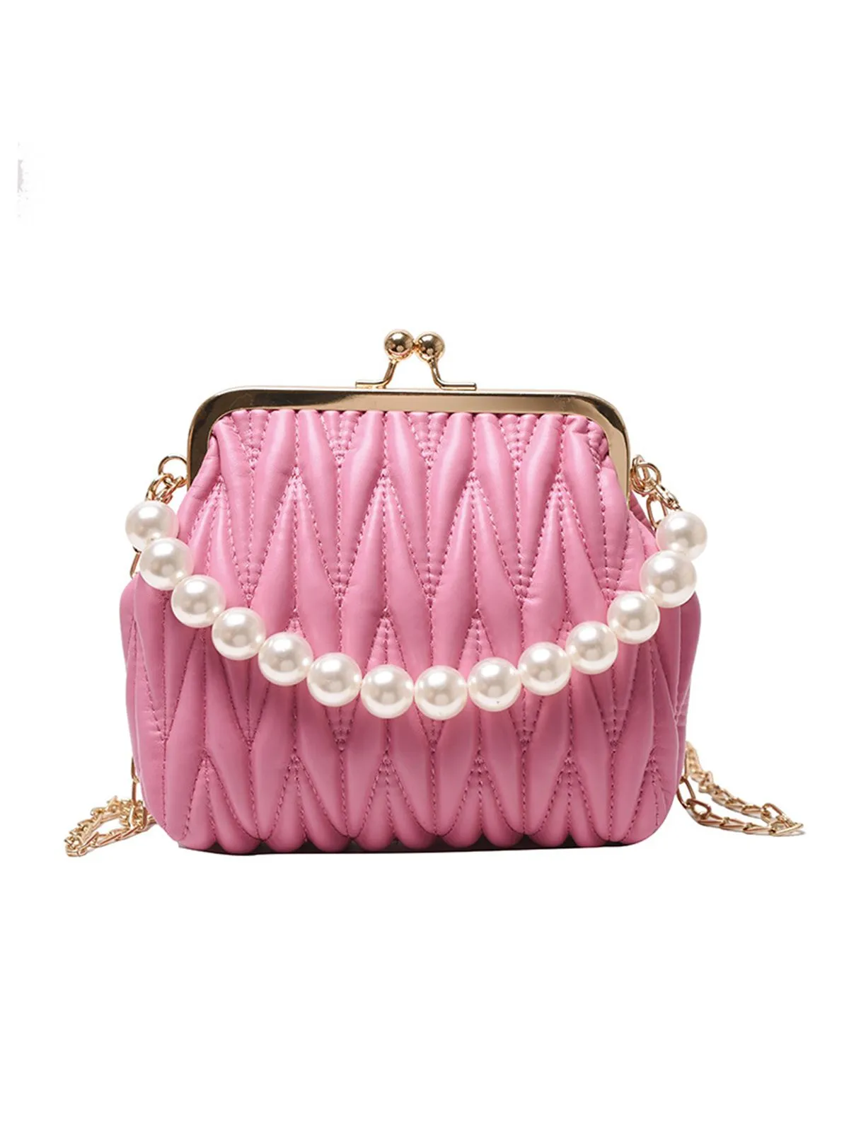 Latest Pearl Chain Solid Frame Bag